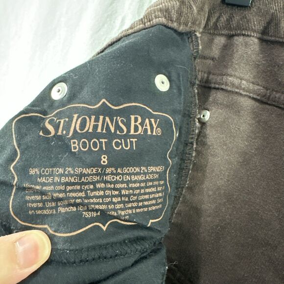St. Johns Bay Brown Cord Corduroy Bootcut Pants Womens Size 8 Academia Fall - Picture 7 of 9